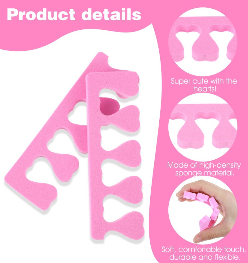 ValueBargain 24 Pcs Toe Spacers for Pedicures, Foam Toe Separators Soft Foam Sponge Toes Spacer for Manicure Pedicure for Easy Naisl Painting (Pink) - Image 3